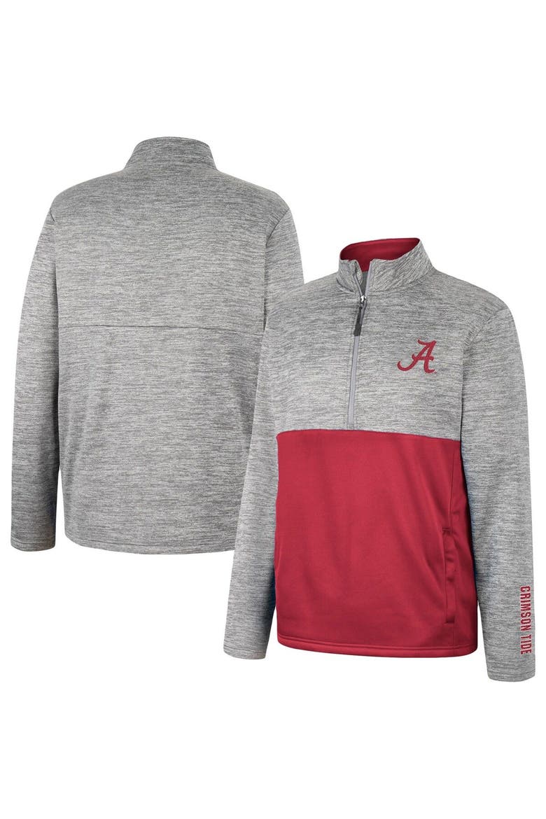 Men's Colosseum Gray Alabama Crimson Tide John Half-Zip Jacket, Main, color, Heather Gray