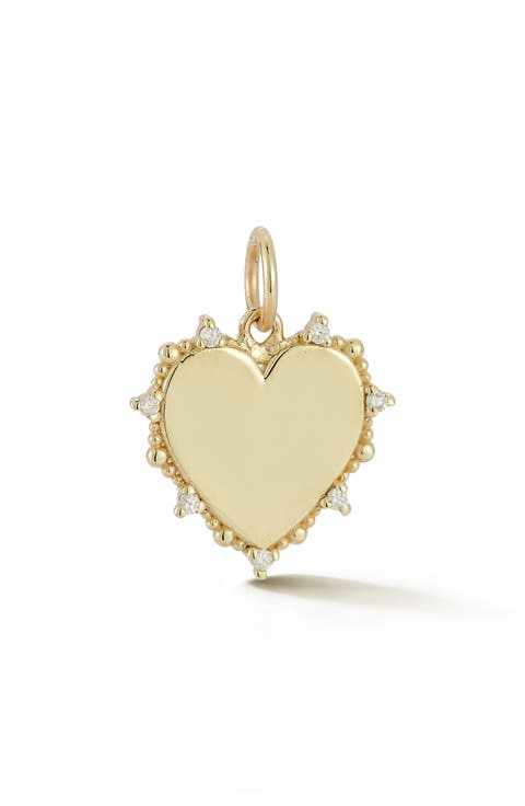 14K Gold Diamond Heart Charm
