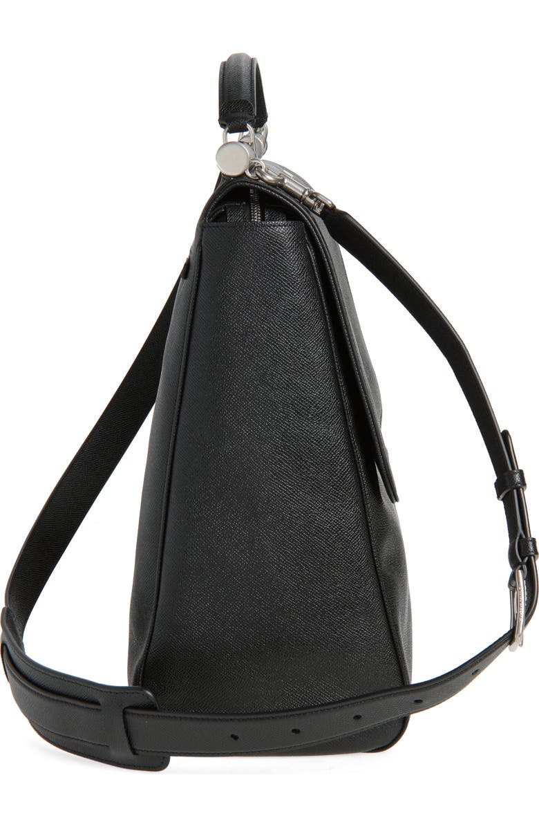 Dolce&Gabbana Sicily Alpina Leather Messenger Bag, Alternate, color, 80999 Nero