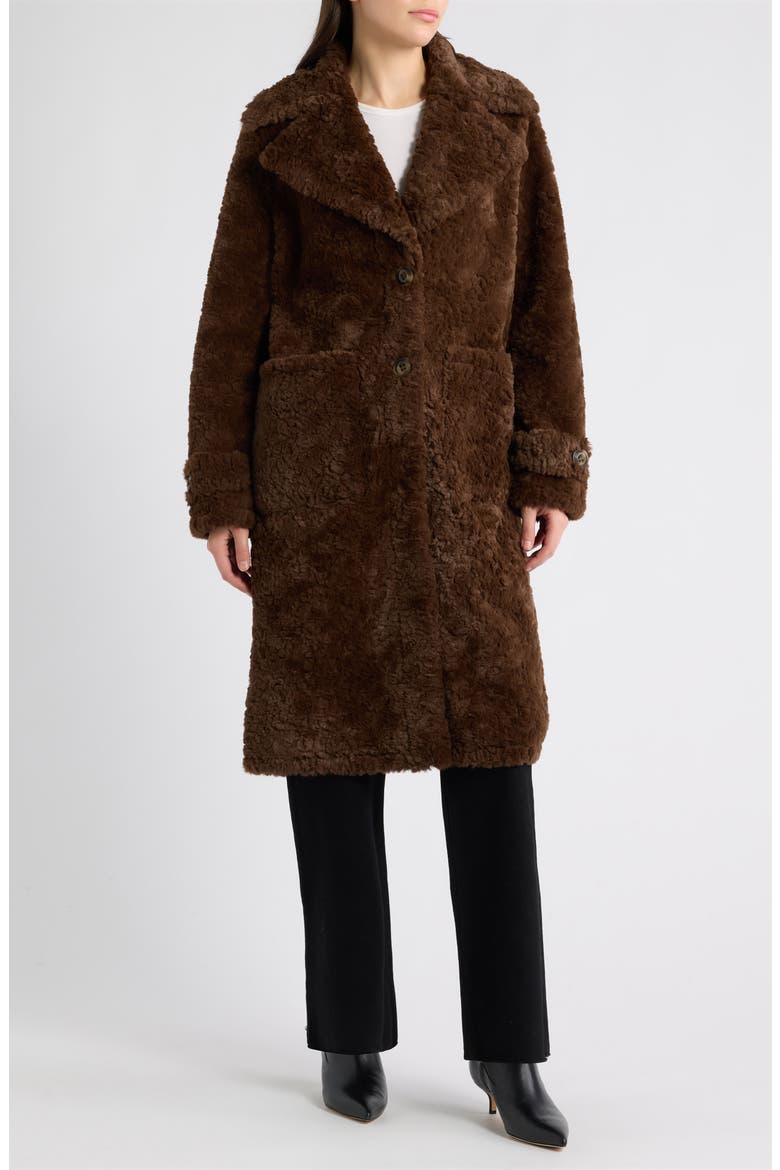 Longline Faux Fur Coat, Alternate, color, CHOCOLATE