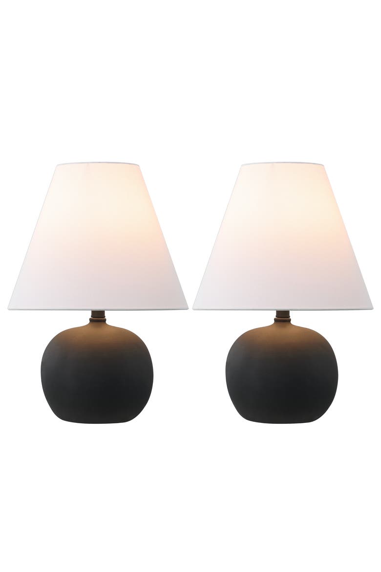 Asher 18.25" Minimalist Scandinavian Resin/Iron Gourd LED Table Lamp, Alternate, color, Matte Black