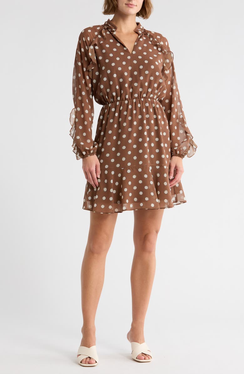 Hutch Rita Long Sleeve Chiffon Dress, Main, color, Staggered Polka Dot