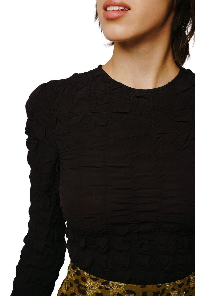 Janet Smocked Long Sleeve Top, Alternate, color, BLACK