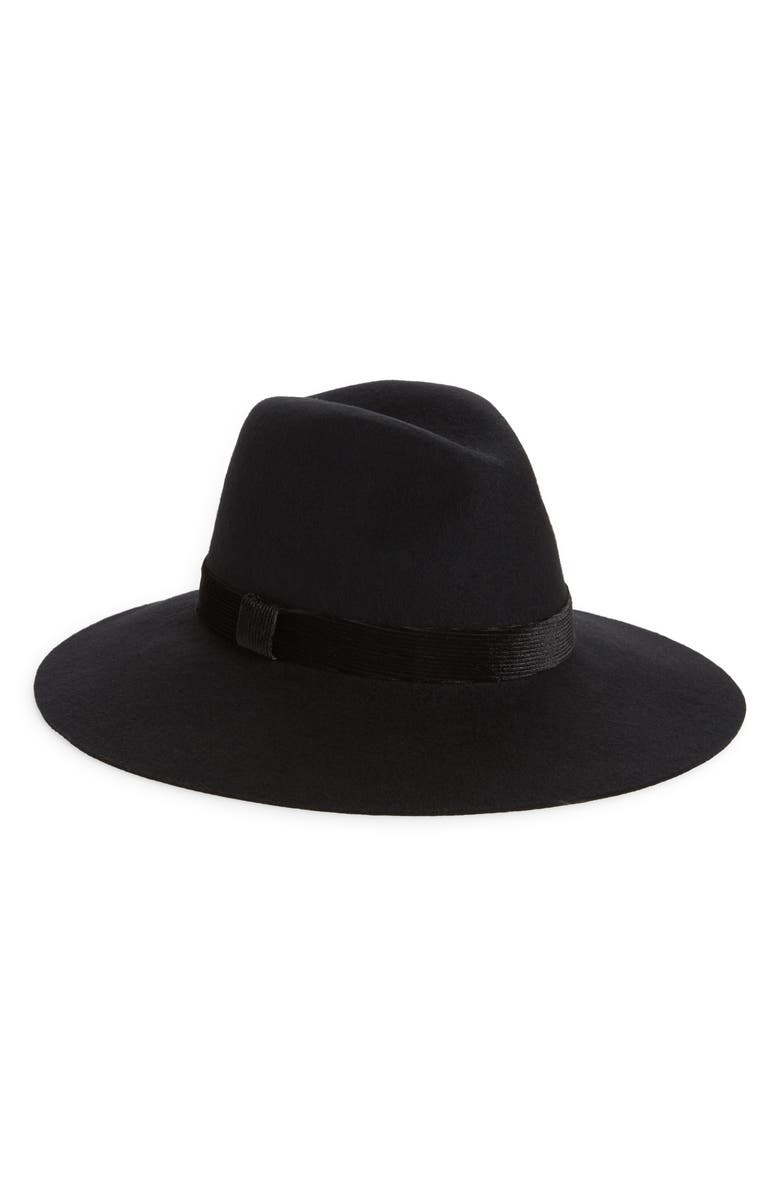 Rachel Parcell Velvet Trim Felted Wool Panama Hat, Main, color, 