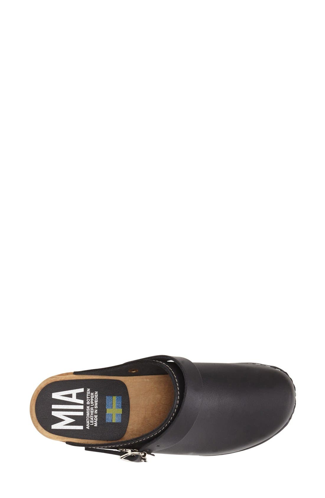 'Alma' Clog, Alternate, color, BLACK LEAT