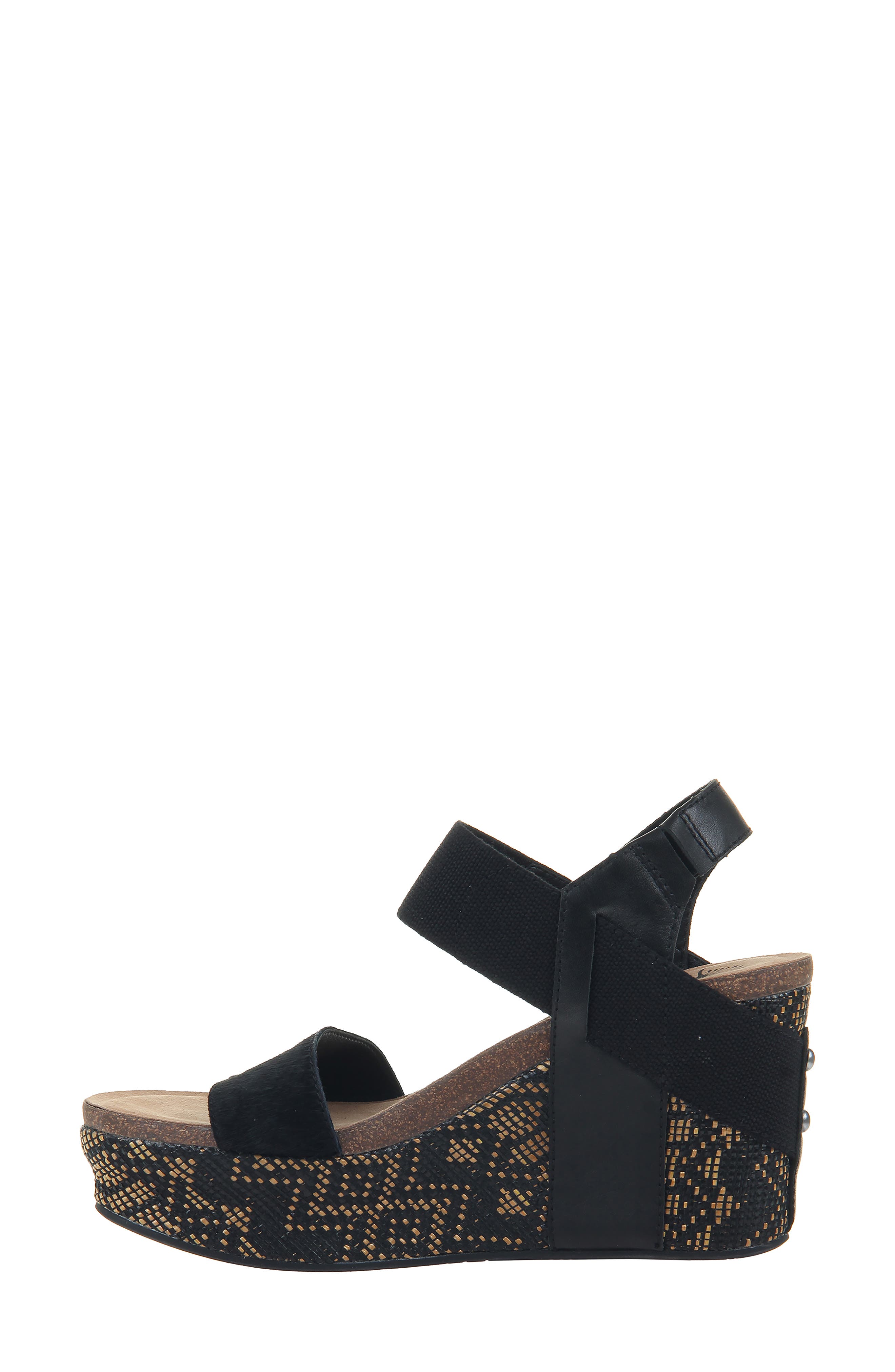 'Bushnell' Wedge Sandal, Alternate, color, BLACK JUTE / CALF HAIR