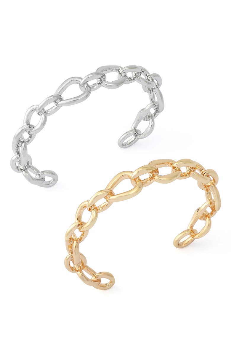 Robert Lee Morris Set of Two Link Cuff Bracelets, Alternate, color, Two Tone
