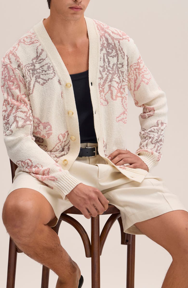 NN07 Viggo 60044 Recycled Cotton Blend Cardigan, Alternate, color, Ivory