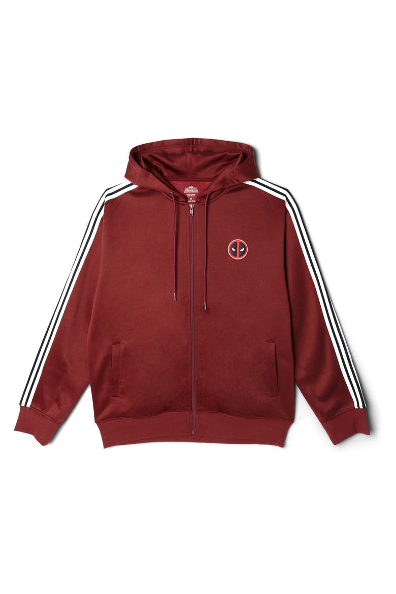 Deadpool & Wolverine Zip-Up Hooded Sweatshirt, Main, color, Cabernet Deadpool