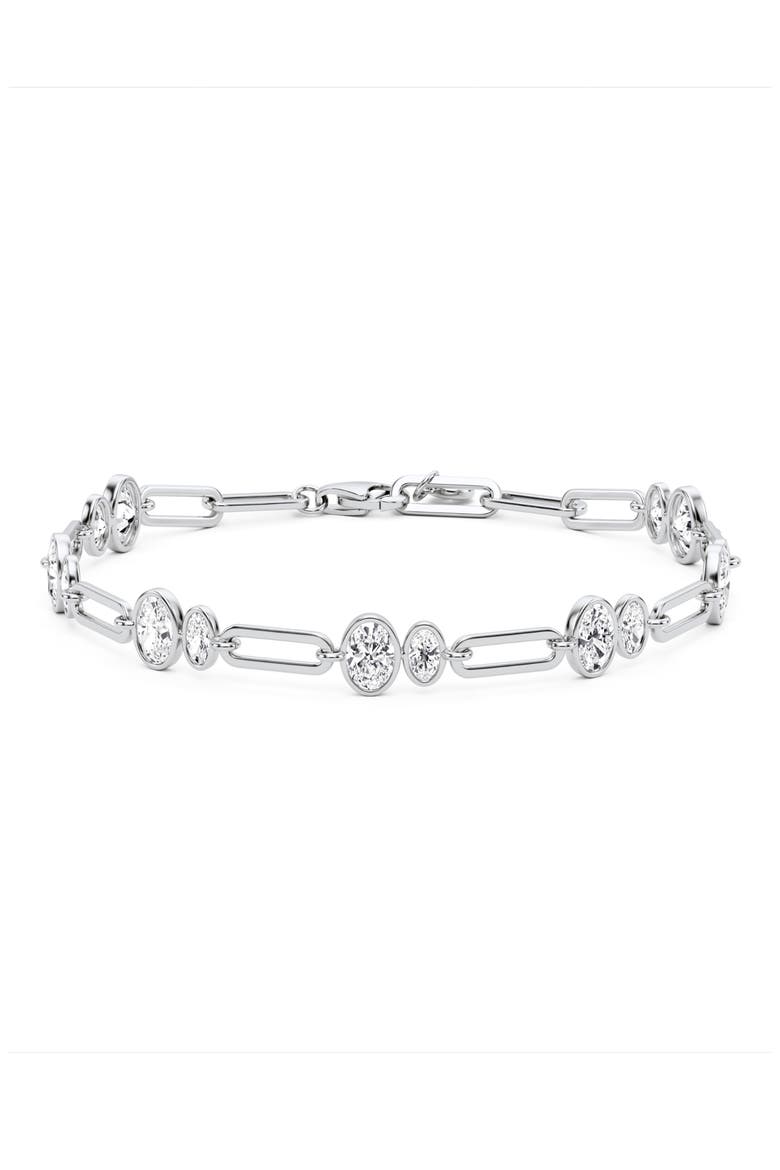 Oval Link Paperclip Chain Bracelet, Main, color, PURE PLATINUM CLEAR CZ