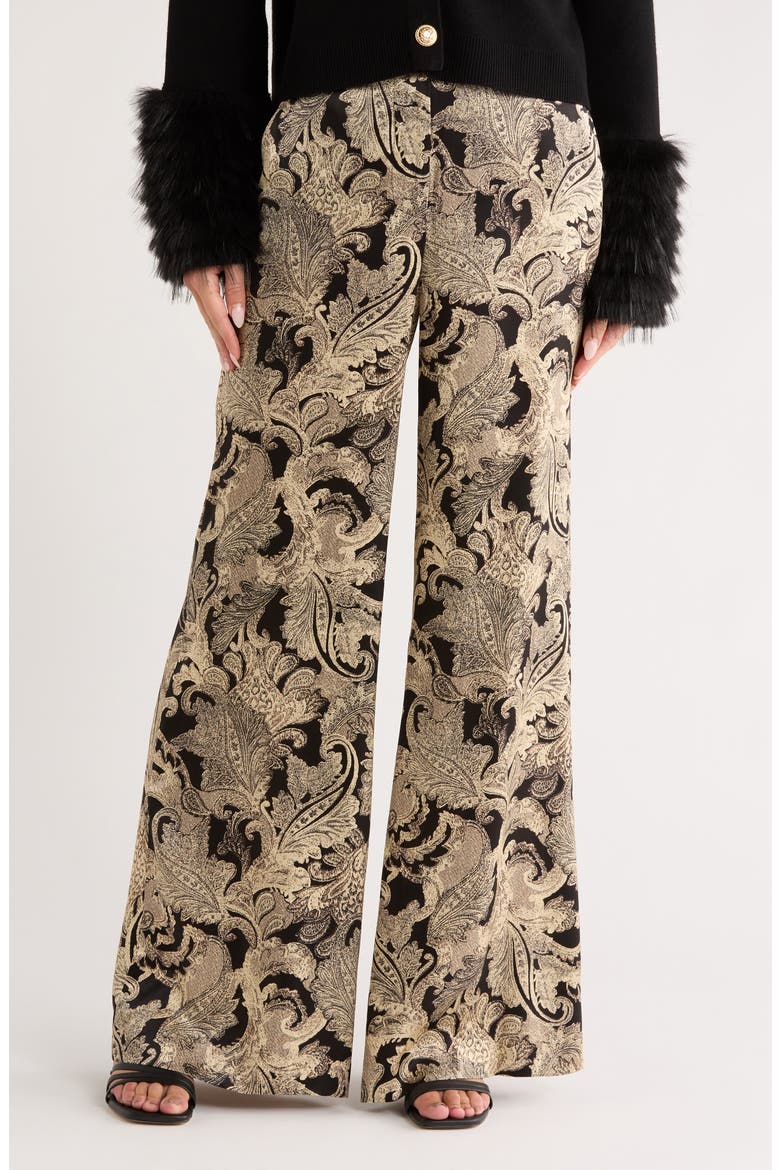 Pilar Silk Wide Leg Pants, Main, color, GOLD MULTI TEXTURED PAISLEY