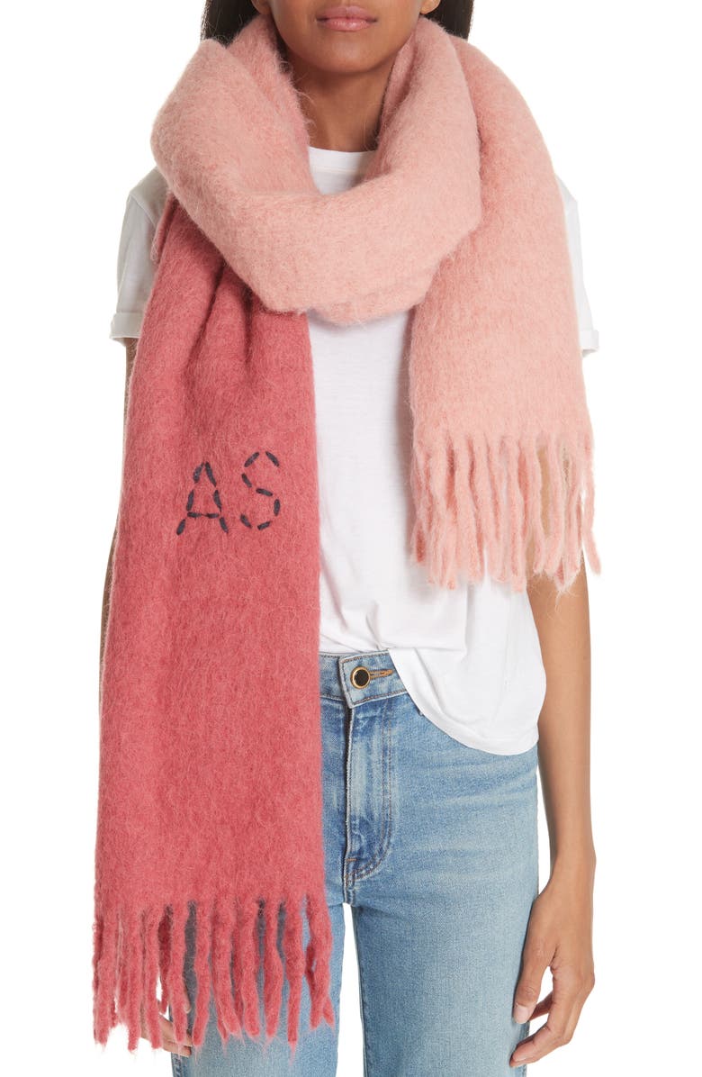 Acne Studios Dip Dye Scarf, Alternate, color, Pink Flou/Pink