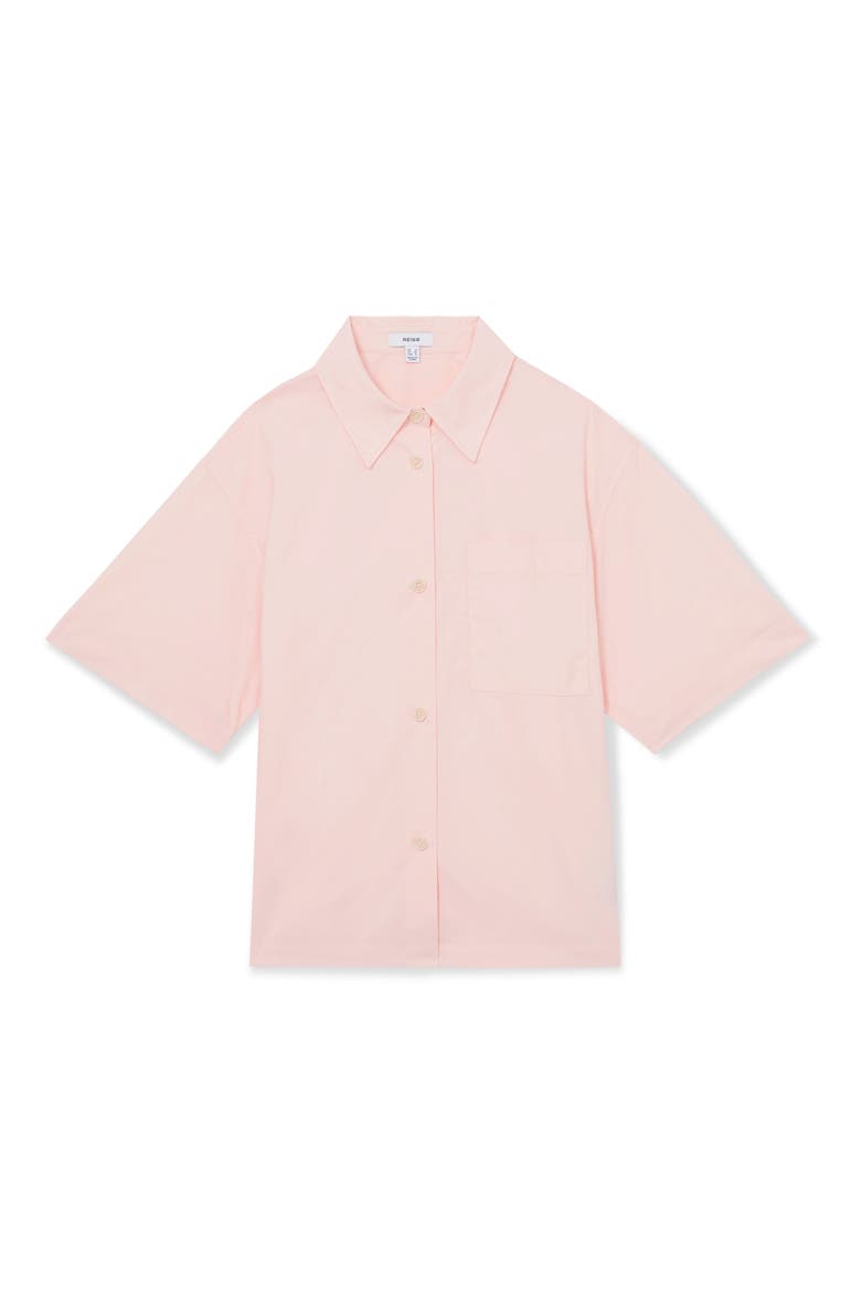 Jordan Oversize Short Sleeve Button-Up Shirt, Alternate, color, CORAL PINK