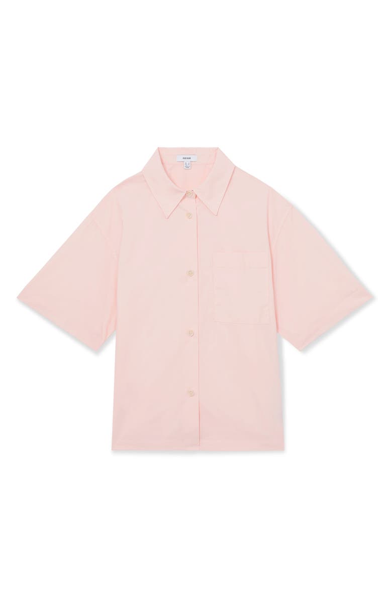 Reiss Jordan Oversize Short Sleeve Button-Up Shirt, Alternate, color, Coral Pink