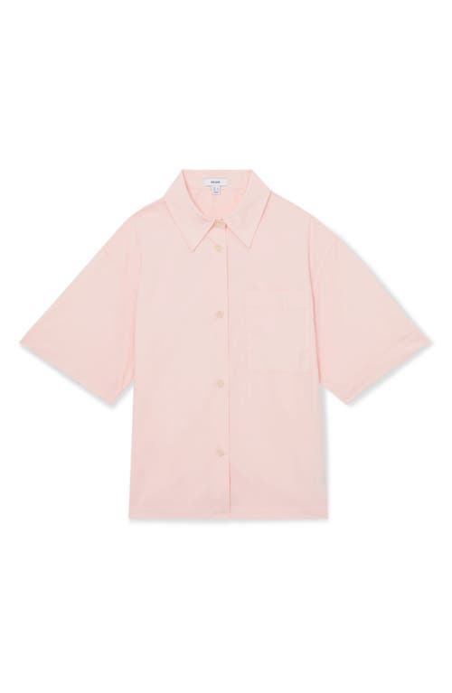 Reiss Jordan Oversize Short Sleeve Button-up Shirt In Pink