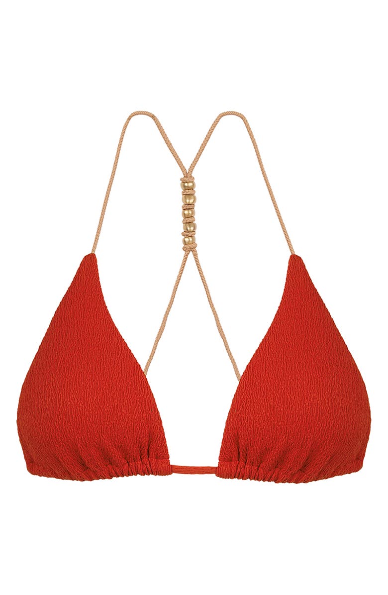 ViX Paula Hermanny Firenze Paige T-Back Beaded Triangle Bikini Top, Alternate, color, Red