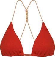 ViX Paula Hermanny Firenze Paige T-Back Beaded Triangle Bikini Top