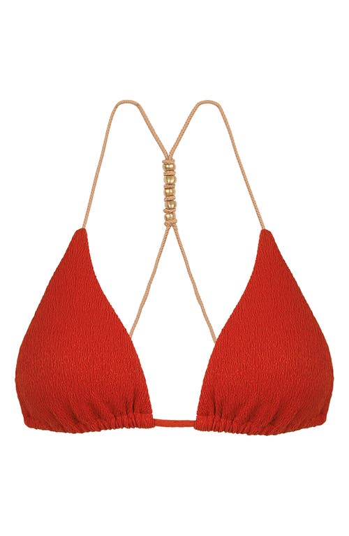 Vix Swimwear Firenze Paige T-back Beaded Triangle Bikini Top In Red