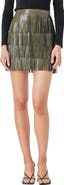 Endless Rose Fringe Tiered Faux Leather Miniskirt