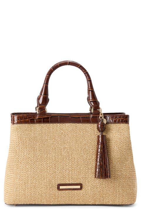 Small Denise Croc Embossed Leather Satchel