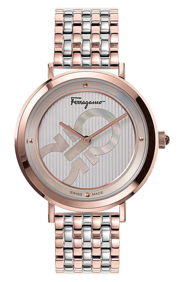 FERRAGAMO Salvatore Ferragamo Logomania Bracelet Watch, 36mm, Main, color,