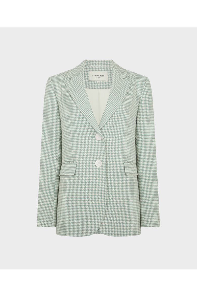 Egerton Cotton Silk Blend Houndstooth Jacket, Main, color, Duck Egg Blue