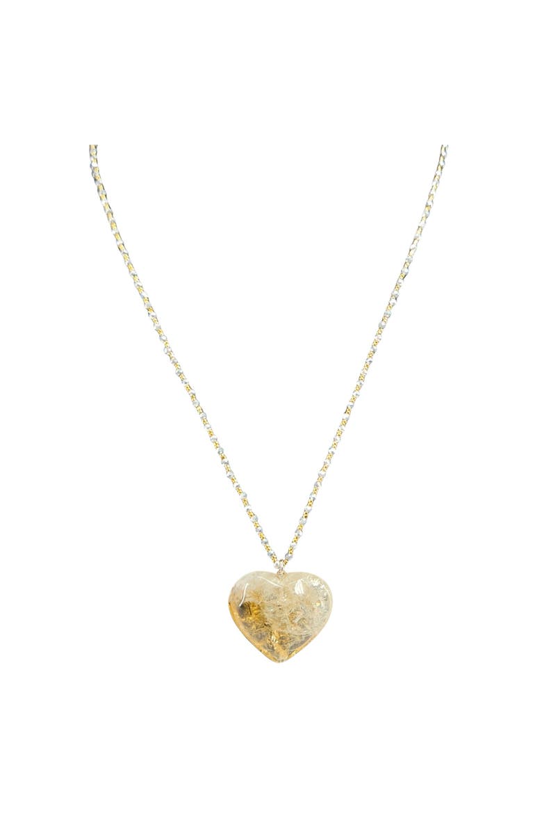 MADISON BEVERLY HILLS Sun-Drenched Citrine Artisanal Heart Statement Necklace, Main, color, Yellow