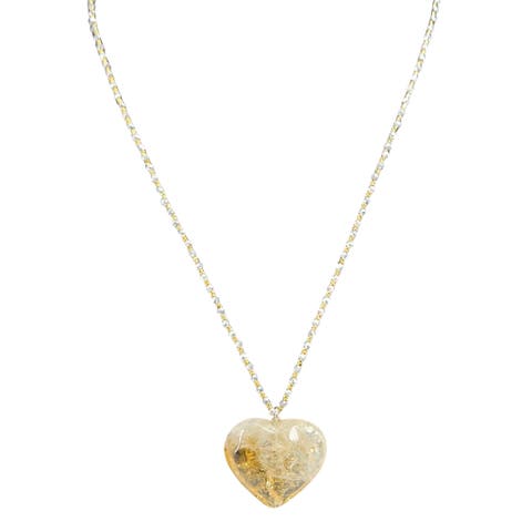 Sun-Drenched Citrine Artisanal Heart Statement Necklace