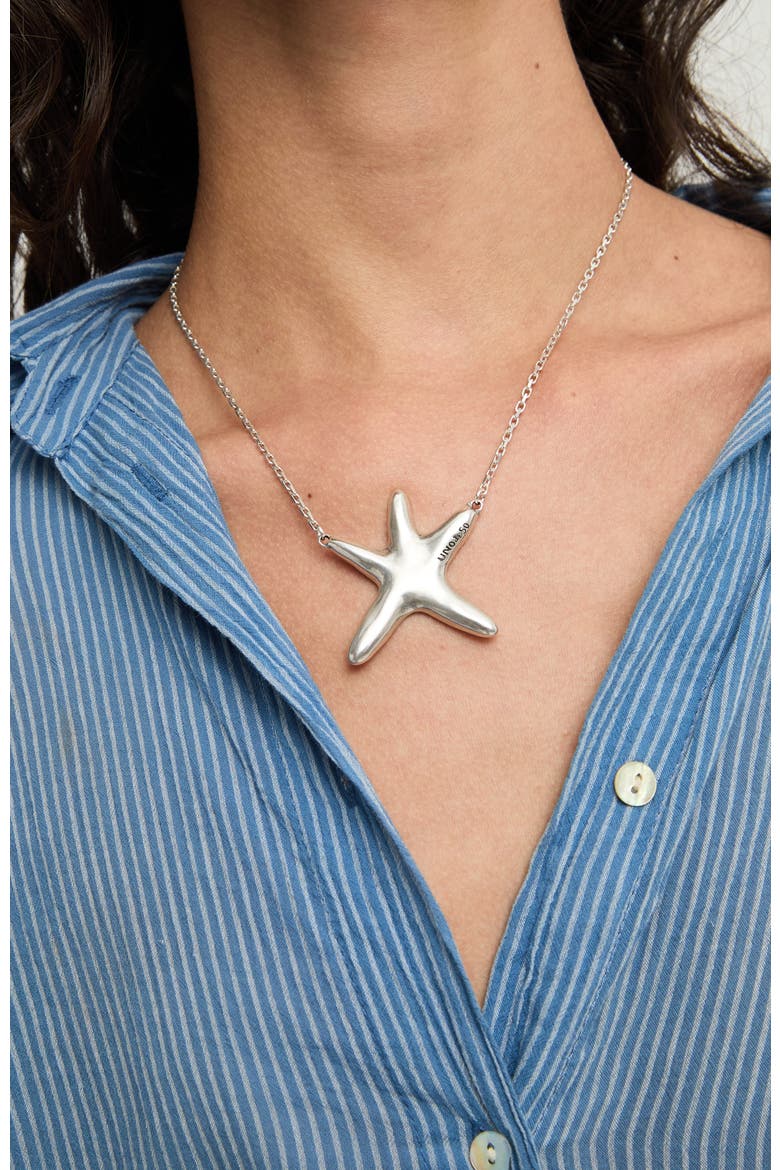 Silver-Tone Necklace with Star Pendant, Alternate, color, Silver