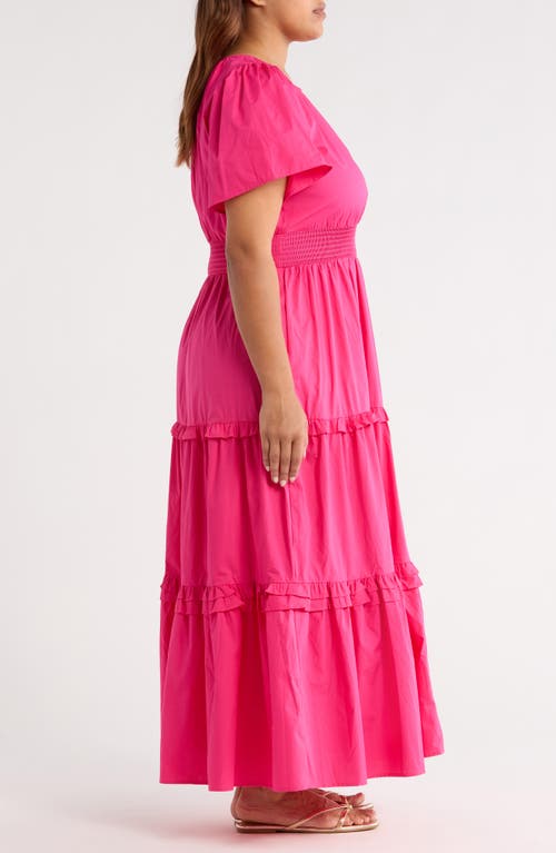 Sugarlips Fabia Palmer Cotton Poplin Tiered Maxi Dress In Pink