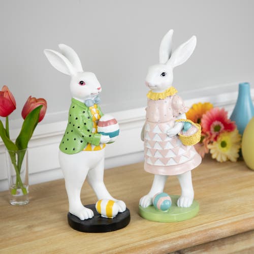 Northlight Rabbit Holding Easter Egg Outdoor Garden Statue In Multi