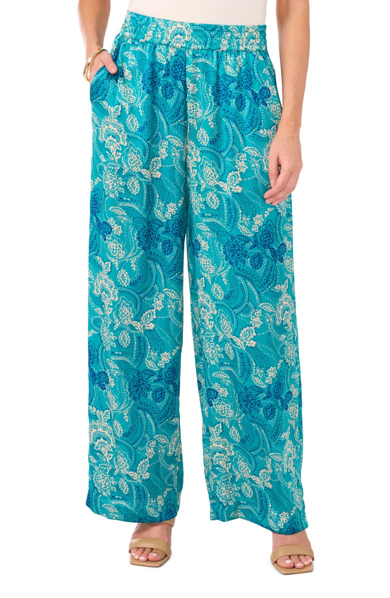 Vince Camuto Floral Print Wide Leg Pants, Main, color, 