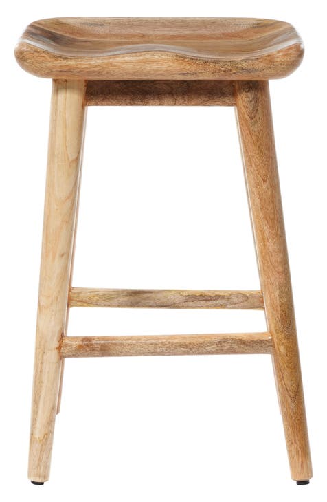 Brown Wood Counter Stool with Footrest