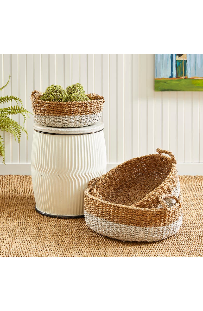 Napa Home & Garden Seagrass Shallow Baskets With Handles Set of 3, Alternate, color, Beige