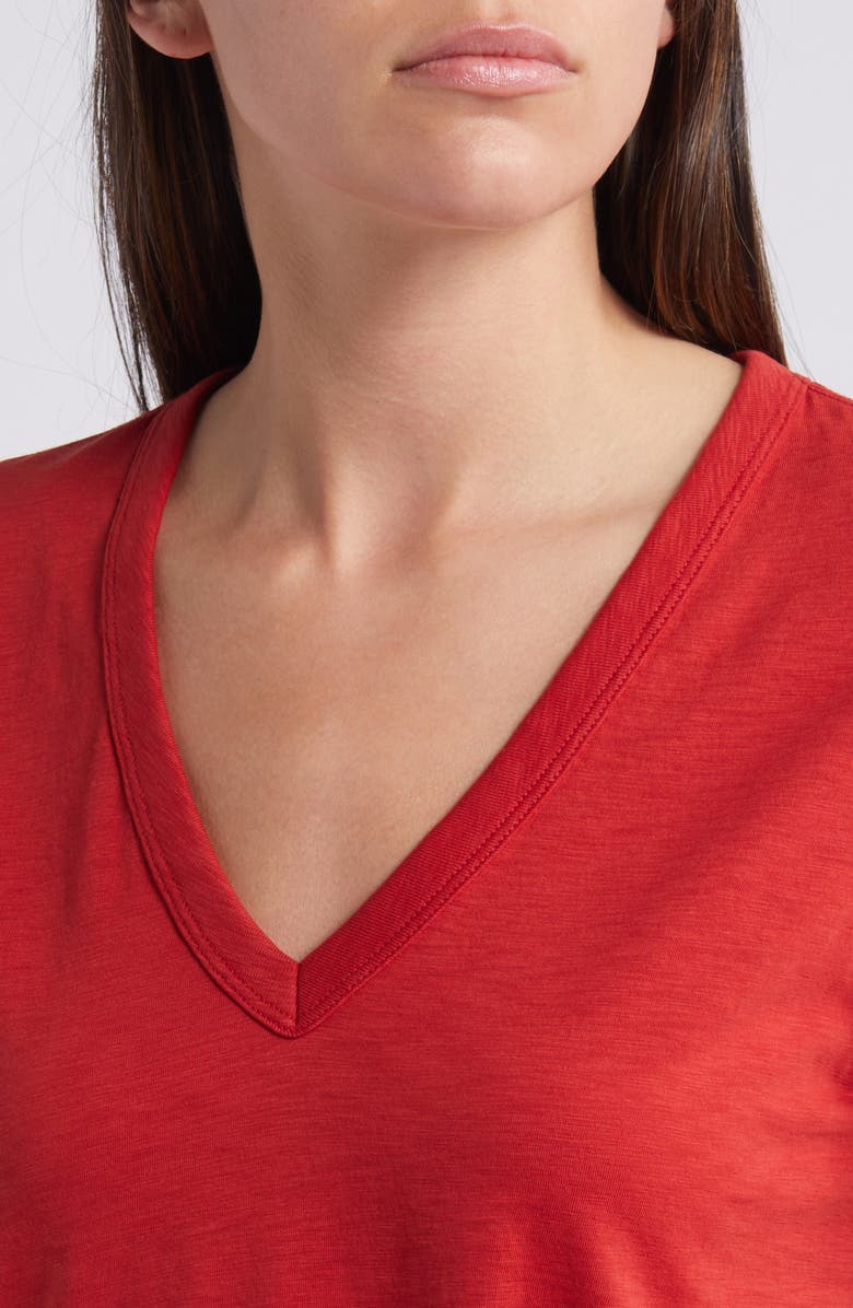 rag & bone The Vee Slub Cotton T-Shirt, Alternate, color, Red