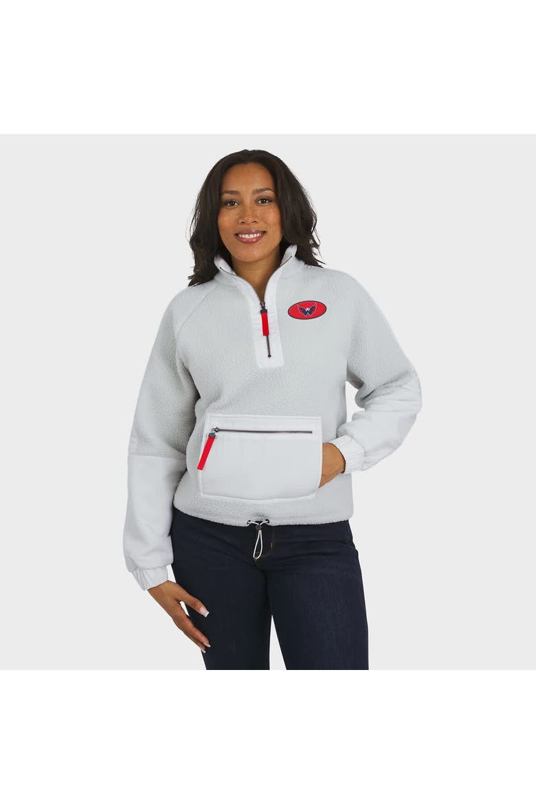Women's WEAR by Erin Andrews Gray Washington Capitals Polar Fleece Quarter-Zip Jacket, Alternate, color, Gray