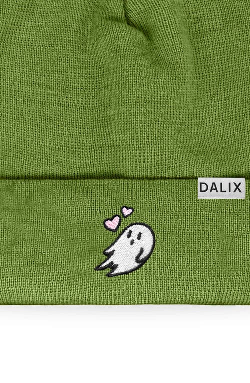 Dalix Heartly Ghost Beanie In Olive