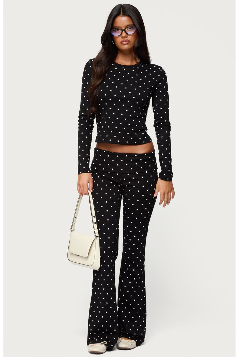 Daliya Polka Dot Crop Stretch Cotton T-Shirt, Alternate, color, BLACK