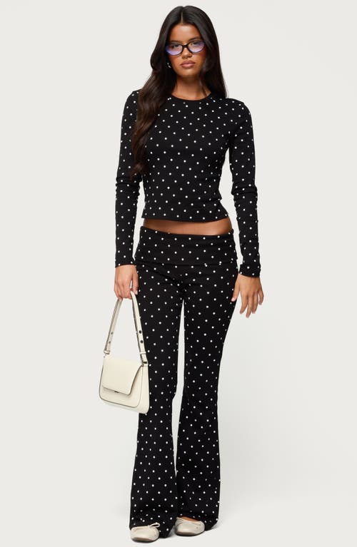 Edikted Daliya Polka Dot Crop Stretch Cotton T-shirt In Black