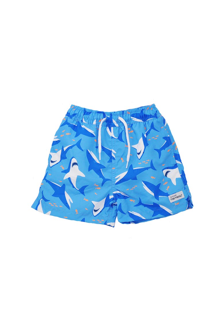 Boys UPF 50+ Wesley Swim Trunks with Mesh Liner, Main, color, Shark Cyclone
