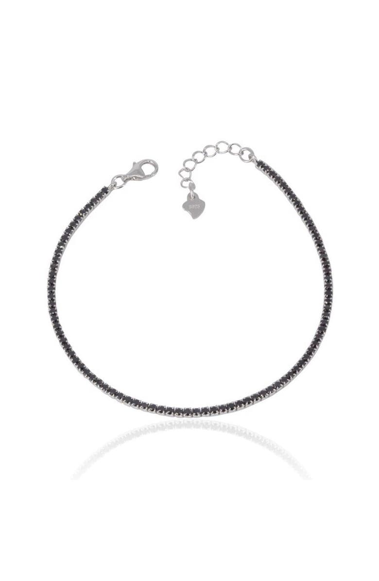 Spero London Sterling Silver Mini Black Tennis Bracelet, Main, color, Silver