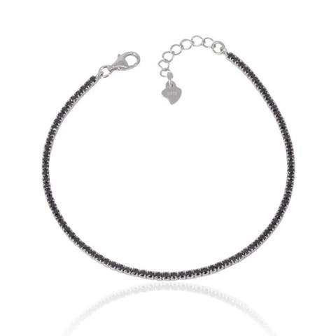 Sterling Silver Mini Black Tennis Bracelet