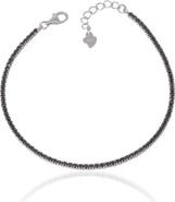 Spero London Sterling Silver Mini Black Tennis Bracelet
