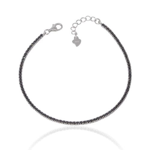 Spero London Sterling Silver Mini Black Tennis Bracelet In Black