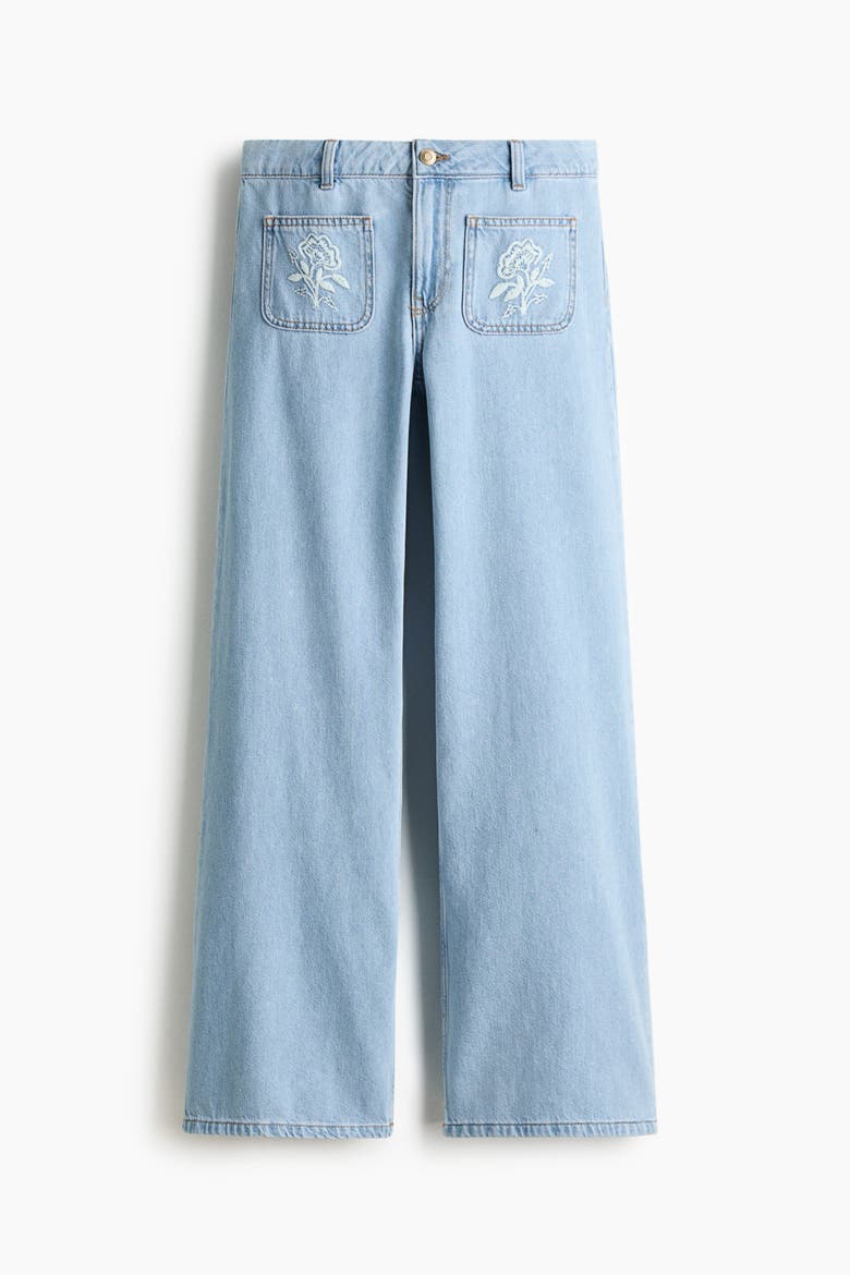 Wide-leg Regular Waist Jeans, Alternate, color, Light denim blue