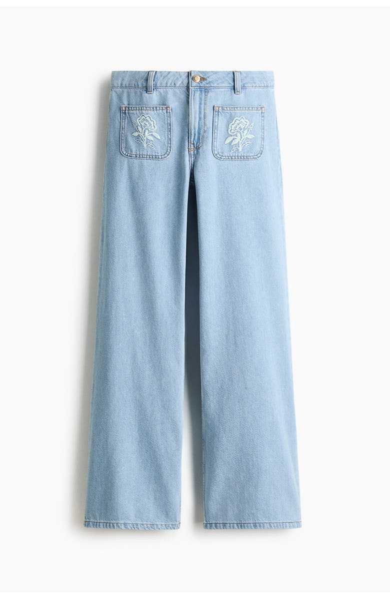 H&M Wide Regular Waist Jeans, Main, color, Light Denim Blue