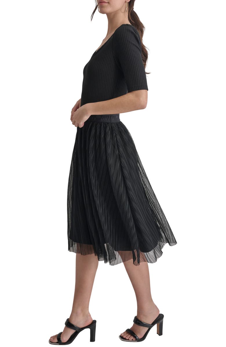 DKNY Mixed Media Midi Dress, Alternate, color, 