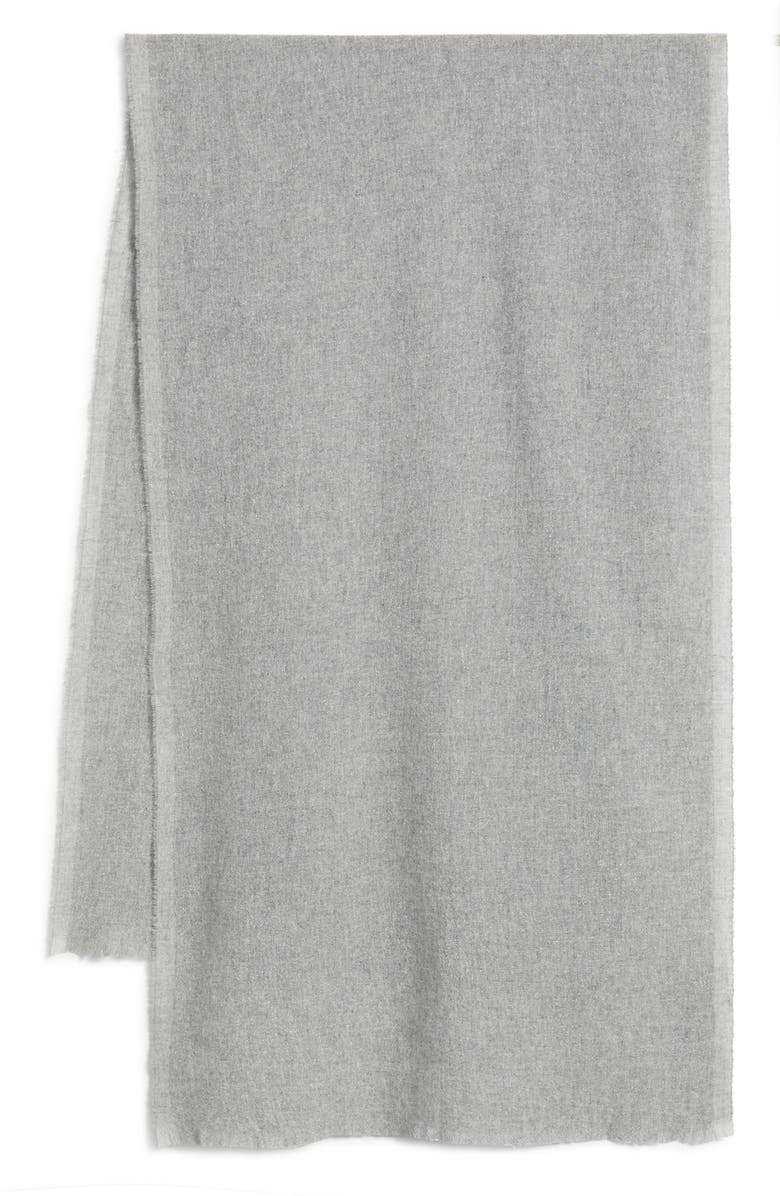 Eileen Fisher Wool Blend Shimmer Wrap, Alternate, color, Moon