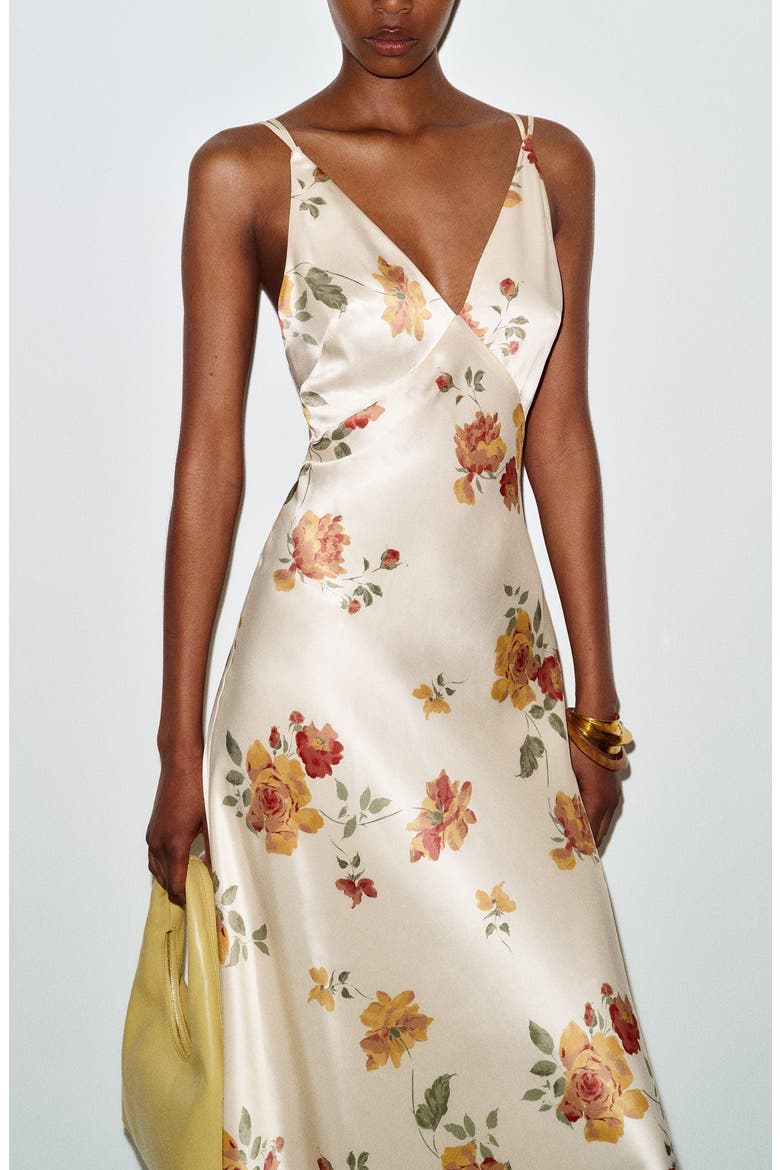 Anaya Floral Silk Dress, Alternate, color, CLIMBING ROSE