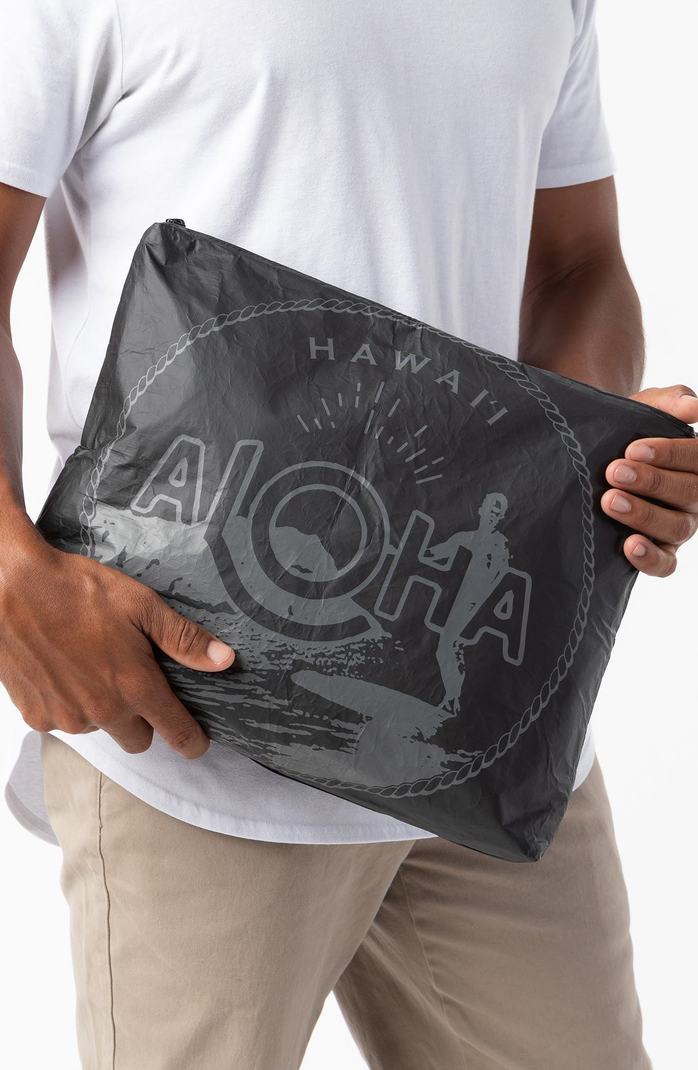 Aloha Collection Aloha Waikiki Seal Max Pouch, Alternate, color, Charcoal/ Black
